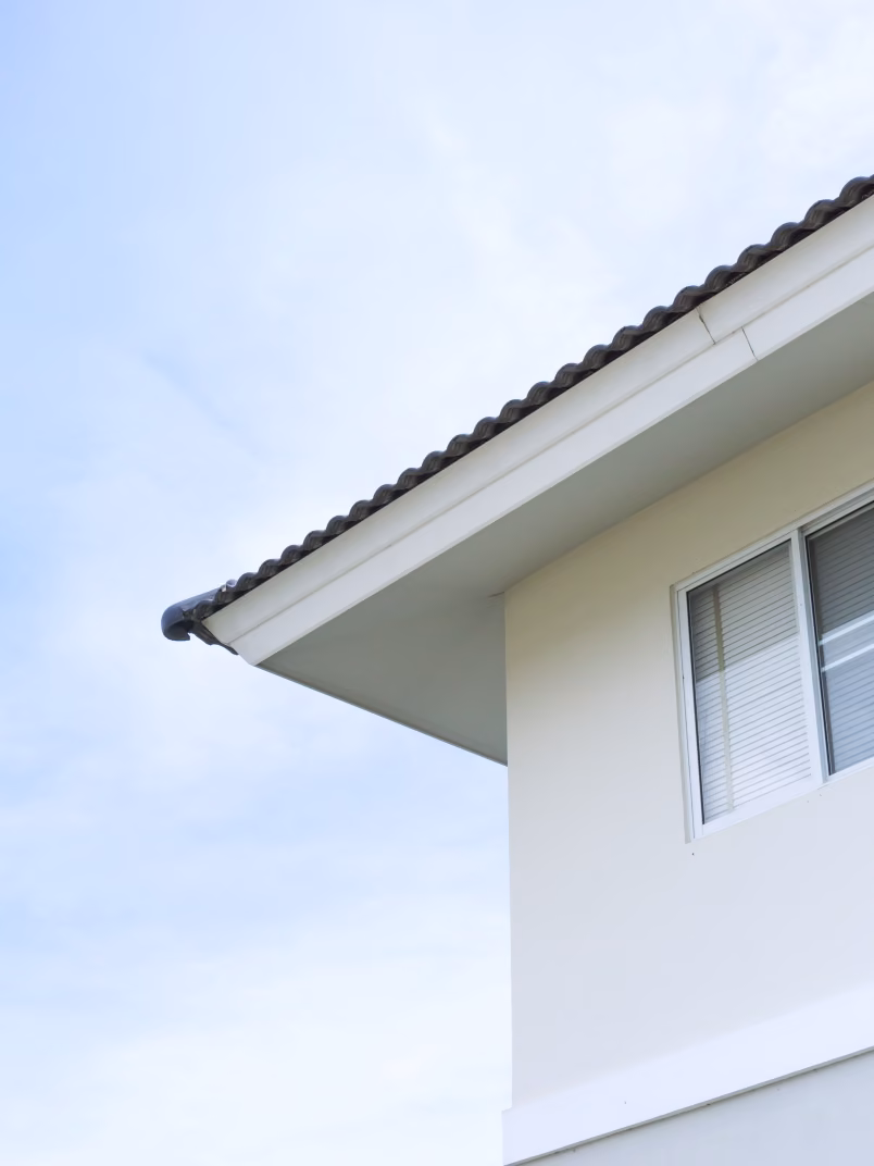 White mineral facade