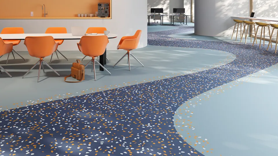 Gaisīgu pārslu joslas grīdas dizains