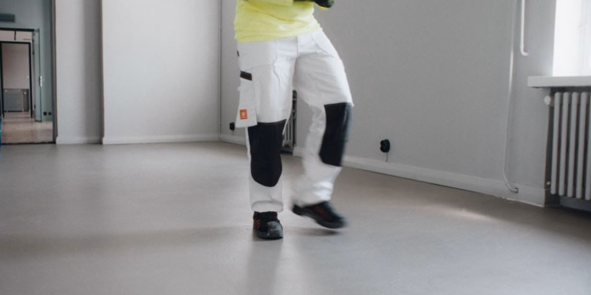 Painter walking