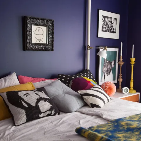 dark blue bedroom