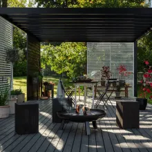 dark colour terrace in pergola