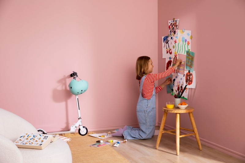 kids room in soft pink colour